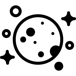 Icon of the moon with stars and circles in the background.